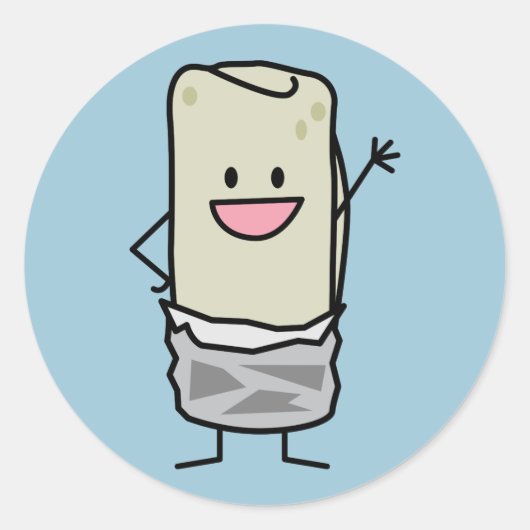 Sticker Rond Happy Burrito Waving Hello (Devant)