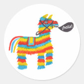 Sticker Rond Happy burro piñata dit "hola" (Devant)