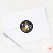 Sticker Rond Happy Camp-o-ween Ghost Camping Halloween Noir (Enveloppe)