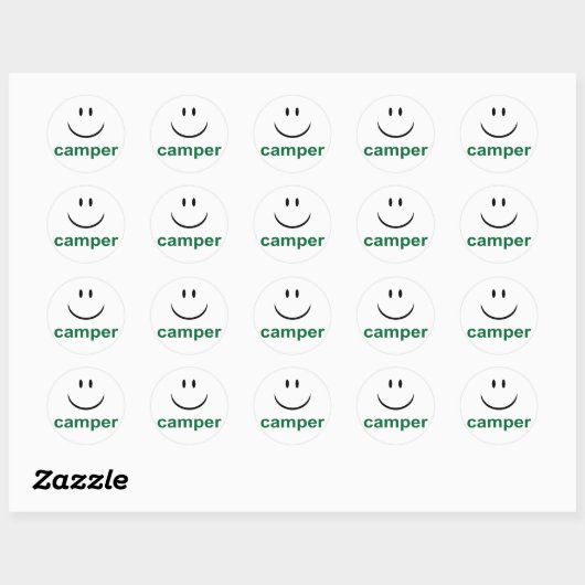 Sticker Rond Happy Camper (Feuille)