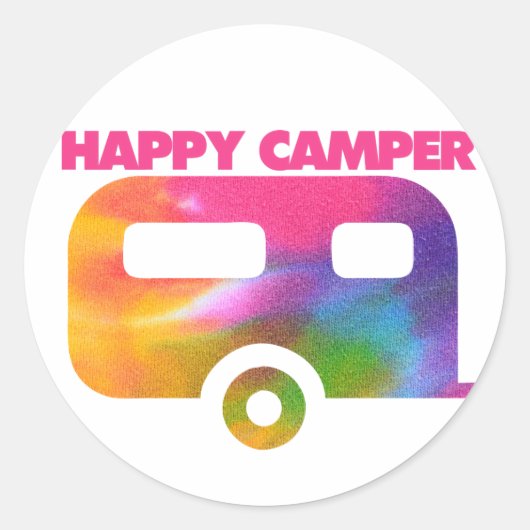 Sticker Rond Happy Camper (Devant)