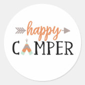 Sticker Rond Happy Camper, Camping (Devant)