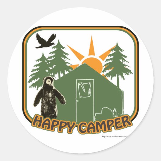 Sticker Rond Happy Camper Classic (Devant)