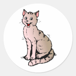 Sticker Rond Happy Cat