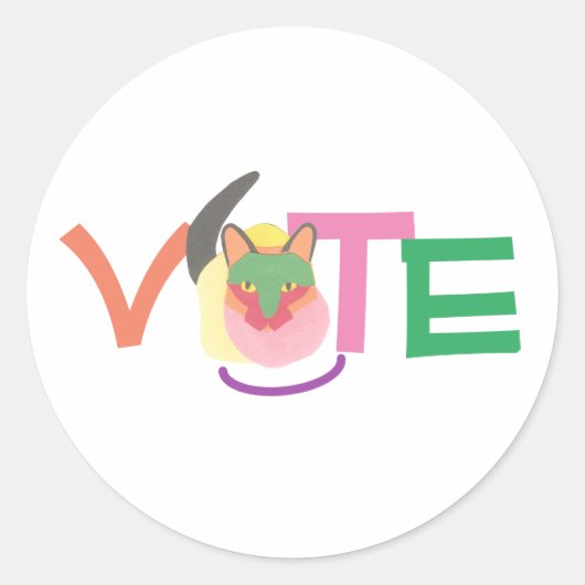 Sticker Rond Happy Cat Vote GOTV Bouton (Devant)