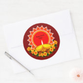 Sticker Rond Happy Diwali 20xx Ajouter année ou texte Marigolds (Enveloppe)