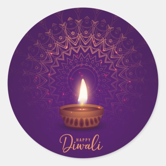 Sticker Rond Happy Diwali - Candle lit (Devant)