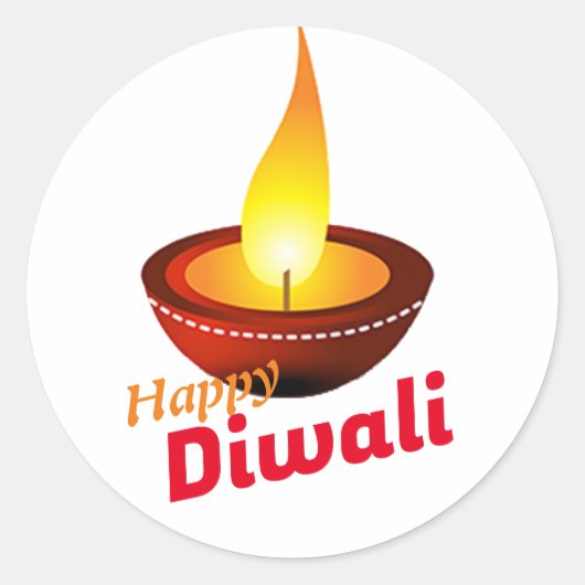 Sticker Rond Happy Diwali deepak (Devant)