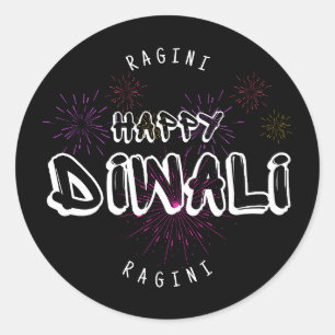 Sticker Rond Happy Diwali - personnalisable et personnalisé