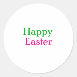 Sticker Rond Happy easter boho vert rose enfants ajouter nom ti