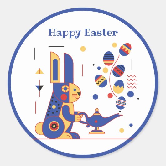 Sticker Rond Happy Easter Cute Personalized (Devant)