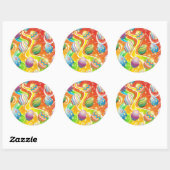 Sticker Rond Happy Easter Eggs Festive Pattern (Feuille)