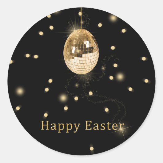 Sticker Rond Happy Easter Gold Disco Ball (Devant)