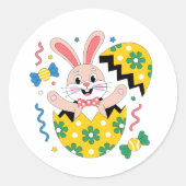Sticker Rond Happy Easter Party Bunny Popping Out (Devant)