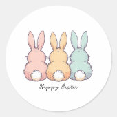 Sticker Rond Happy Easter Pastel Bunnies Custom Text  (Devant)