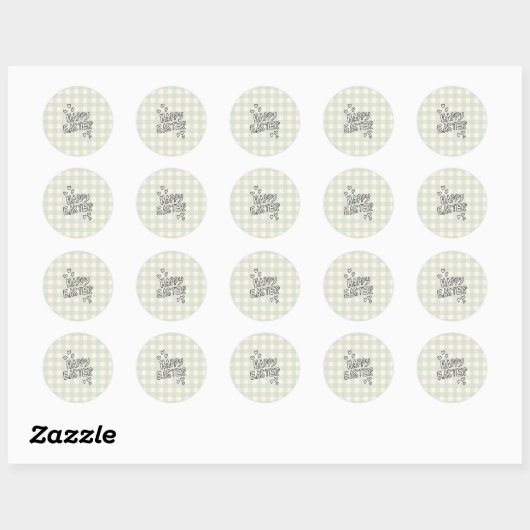 Sticker Rond Happy Easter Pattern (Feuille)