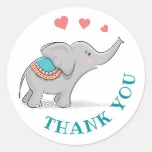 Sticker Rond Happy Elephant Merci
