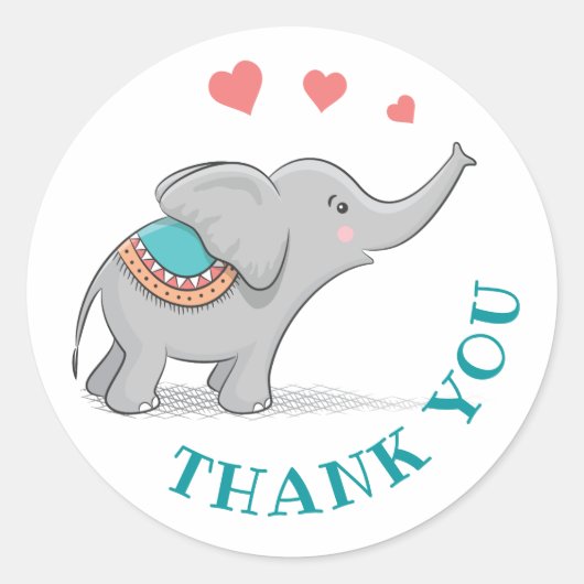 Sticker Rond Happy Elephant Merci (Devant)