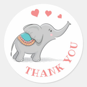 Sticker Rond Happy Elephant Merci