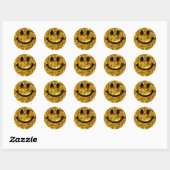 Sticker Rond Happy Face Faux Sparkly Gold Bling - Matte scintil (Feuille)