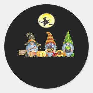 Sticker Rond Happy Fall Y’all mignonne Halloween Gnomes It’s Fa