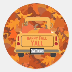 Sticker Rond Happy Fall Yall - 1