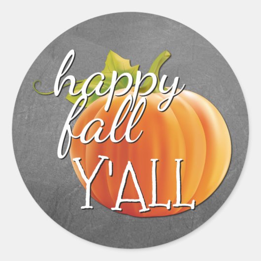 Sticker Rond Happy Fall Yall Citrouille sur Blackboard (Devant)