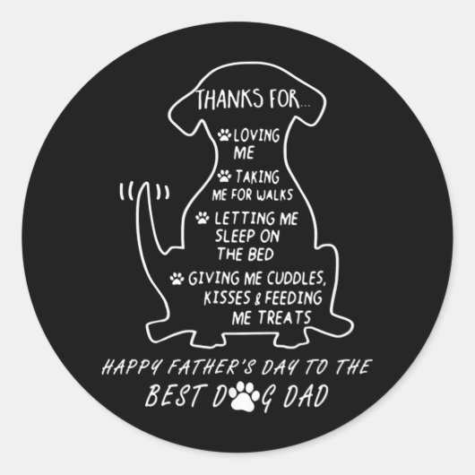 Sticker Rond Happy Father's Day Dog Dad  (Devant)