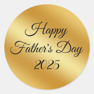 Sticker Rond happy fête des pères 2025, or métal minimaliste