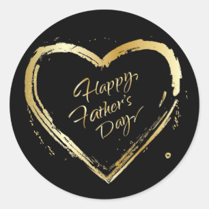 Sticker Rond Happy Fête des pères Modern Design Gold Heart