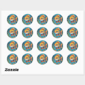 Sticker Rond Happy Goldfish (Feuille)