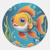 Sticker Rond Happy Goldfish (Devant)