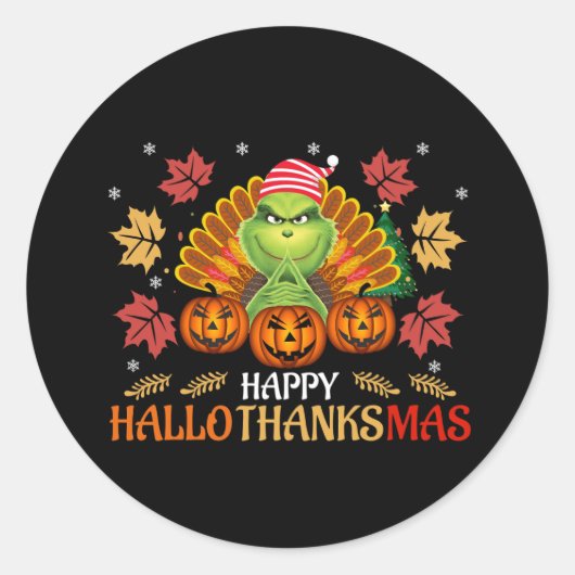 Sticker Rond happy hallo thanksmas (Devant)