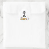 Sticker Rond Happy Halloween Boo Chat noir (Sac)