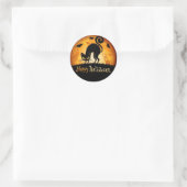 Sticker Rond Happy Halloween Chat noir (Sac)