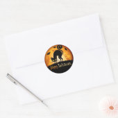 Sticker Rond Happy Halloween Chat noir (Enveloppe)