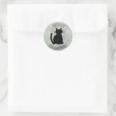 Sticker Rond Happy Halloween Chat noir et Pleine lune (Sac)