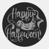 Sticker Rond Happy Halloween chauves-souris Jack-o'-lantern (Devant)