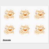 Sticker Rond Happy Halloween chauves-souris Jack-o'-lantern (Feuille)