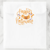 Sticker Rond Happy Halloween chauves-souris Jack-o'-lantern (Sac)