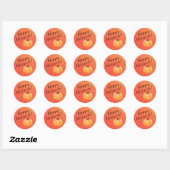 Sticker Rond Happy Halloween-Citrouille- (Feuille)