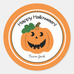 Sticker Rond Happy Halloween Citrouille Jackolantern Faveur Sti