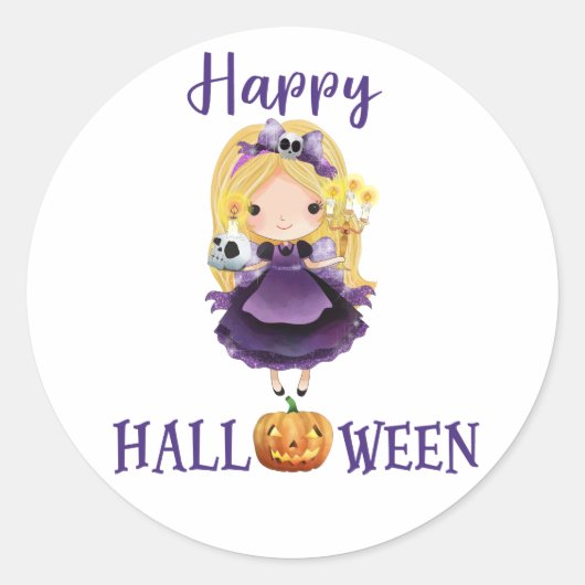 Sticker Rond Happy Halloween classique collant rond Princesse (Devant)