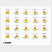 Sticker Rond Happy Halloween Corn Corn mignonne Whimsical (Feuille)