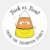 Sticker Rond Happy Halloween Corn Corn mignonne Whimsical (Devant)