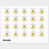 Sticker Rond Happy Halloween Corn Corn mignonne Whimsical (Feuille)