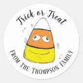 Sticker Rond Happy Halloween Corn Corn mignonne Whimsical (Devant)