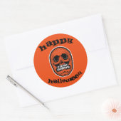 Sticker Rond Happy Halloween crâne orange (Enveloppe)