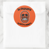 Sticker Rond Happy Halloween crâne orange (Sac)