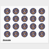 Sticker Rond Happy Halloween éffrayant citrouille chauve-souris (Feuille)